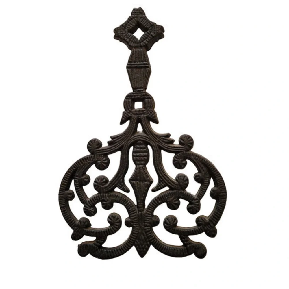 Antique Iron Trivet Pot Stand Scroll‎ with Star Handle Wall Décor Kitchen Décor